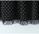 Purpdrank  Sexy Spaghetti Strap Dress for Women Summer Black Polka Dots Lace Edge A-line Slim Slip Dresses Female Bow Lace-up Beach Dress