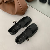 Purpdrank - French Chunky Heels Women 2023 Spring Summer New Fashion Casual Mary Jane Shoes Ladies Designer Leather Sandals Women