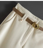 Purpdrank  Tall Women's Narrow Wide Leg Pants High Waist Drapey Straight Loose Casual Suit Pants Long Trousers in Beige Color