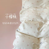 Purpdrank  Knitted Class A Bedding Set Floral Style Bed Linen Set Soft Double Yarn Four-Piece Set Quilt Cover Set Bed Sheets Gift for Home