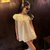 Purpdrank  Summer Fashion Crew Neck Temperament Short Sleeve Loose Dress Short Skirt