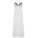 Purpdrank  Elegant Streetwear Polka Dot V-neck Spaghetti Strap Dress Summer Lady Sexy Long  Dress Fashion French Style Outfits
