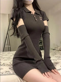 Purpdrank  Hotsweet Bodycon Dress Spicy Street Style Slimming Sexy Dresses Women Autumn Knitted Y2k Clothes Gentle Vestidos