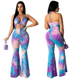 Purpdrank  European and American Women's Summer Fashion Trend New Sexy Slim-fit Lace-up Printed Jumpsuit