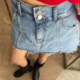 Purpdrank  Spring Summer Vintage Women's Denim Short Skirts 2025 New High Waist Patchwork Casual A-line Sexy Mini Skirts Female