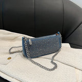 Purpdrank  Rhinestone Appliqued Chain Shoulder Crossbody Bags For Women Luxury Designer Purses And Handbags Wedding Dinner Party