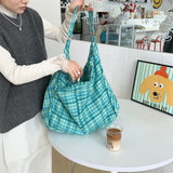 Purpdrank  Colorful Plaid Shoulder Bags for Women Large Capacity Portable Ladies Tote Underarm Bag Travel Outdoor Female Casual Handbags