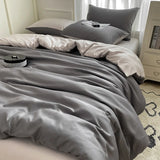 Purpdrank  Nordic Summer Washed Ice Silk Bedding Set with Sheet Duvet Cover Pillowcase Single Couple Bedsheet King Queen Double Twin Size