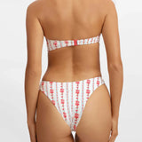 Purpdrank  Floral Patchwork Bikini Set Tie Front Up Strapless Bra + Bandage Thong Women 2 Piece Swimsuit Beach Vacation Brazilian Swimwear