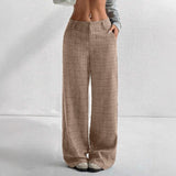 Purpdrank  Women's Formal Casual Pants with Pockets Career Plaid Trousers Spring Autumn New Style Loose Fit Low Waist Long Pants