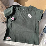 Purpdrank  Vintage Cotton Solid Slim Crop Top Women Casual Harajuku Round Neck Short Sleeve T Shirt Female Y2k Streetwear Summer Basic Tees