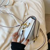 Purpdrank  Famous Brand Saddle Shoulder Bags For Women Golden Hardware Solid Color PU Crossbody Bag New Luxury Designer Handbags