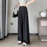 Purpdrank  Vintage Thin Denim Loose Women's Wide Leg Pant 2025 New High Waist Button Straight Casual Full Length Trousers Female