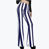 Purpdrank  Plus Size Casual Pants Fashion Sport Yoga Pants Striped Print High Waist Flared Long Trousers Comfortable Polyester Fabric