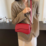 Purpdrank  Irregular Shapes Crossbody Bags For Women Red Lychee Pattern Flap Shoulder Bag Casual Street Simple Fashion Satchels 2025