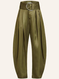 Purpdrank  Women Shiny Army Green Capris Pants High Waist Trousers Office Work Lady Full Length Autumn Bottoms Capris 2026 Spring Summer
