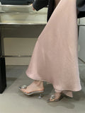 Purpdrank  Summer Women's Shoes Branded Pumps Transparent Stiletto High Heels Pointed Toe 2025 Sweet Sandals Ladies Fashion Bridal Crystal