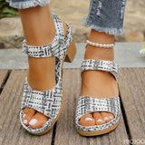 Purpdrank  Women's Summer Fashion Large Sandals 2025 New Bohemian Style Knitted High Heel Sandals Women's Thick Bottom Temperament Sandals