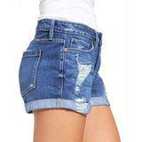 Purpdrank  European and American Summer New Sexy High Waist Tight Piercing High Elasticity Jeans for Women Denim Shorts Plus Size