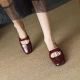 Purpdrank - Square Toe Black Ladies Summer Footwear Mary Jane Low Heel Elegant Japanese Style Lolita Red Gothic Shoes for Women 2023 E Trend