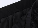 Purpdrank  Spring Summer Black Chiffon Lantern Pants Women Spliced Lace Elastic Waist Ruffles Cuff Long Loose Trousers Full Length Bottom