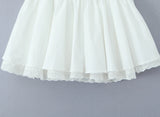 Purpdrank  Ballet Girl White Cotton Spliced Lace Lining Mini Skirt Women Ball Gown Umbrella Skater Skirts with Shorts underwear Summer
