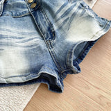 Purpdrank  American Retro Denim Shorts For Women Summer New Casual Ripped Tight Hot Pants Fashion Washed Distressed Hot Girls Shorts