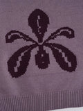 Purpdrank  Autumn Korean Casual All Match V Neck Long Sleeve Slim Flower Jacquard Knitted Pullover