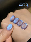 Purpdrank  12ML 10-Color Blue Series Blue Eyes Star Sea Cat Eye Gel Nail Polish New Summer Flash Lamp Cat Eye Nail Polish Nail Art