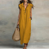 Purpdrank  Summer Hot Butterfly Sleeveless Vacation Beach Dress Woman Spring V Neck Ruffles Pocket Long Dress Casual Boho Maxi Dresses
