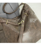 Purpdrank  Retro Large Capaci Tote Bag Women's Spring 2025 Faionable Casual Bapa Handbag Soft PU Leather Single oulder Strap