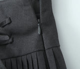 Purpdrank  Y2K American Retro Women Gray Solid Color Bow Belt Ruched Pleated Mini Skirt Side Zipper A-line Short Saia Skirt Cool Girl