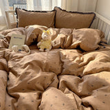 Purpdrank  French Lace Bedding Sets 2025 New Ruffle Lace Bow Quilt Cover Romantic Bedclothes Decor Woman Girls Bedroom Duvet Cover 4pcs