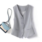 Purpdrank  Summer New Product Retro Black Short Suit Waist Vest Cardigan Sleeveless Vest Top Vest Foreign Style Fresh and Fashionable