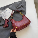 Purpdrank  Retro Underarm Shoulder Bags For Women Luxury Designer Purse And Handbags French Style Pure Color Chain Crossbody Bag
