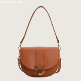 Purpdrank  Famous Brand Saddle Shoulder Bags For Women Golden Hardware Solid Color PU Crossbody Bag New Luxury Designer Handbags