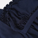 Purpdrank  French ins sweet Square Collar long sleeve lace up solid all match patchwork T-Shirts