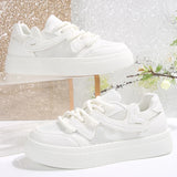 Purpdrank  New Breathable White Sneakers Women Comfortable Thick Bottom Vulcanizd Shoes Woman Spring Summer Lace Up Causal Sneakers