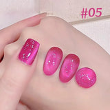 Purpdrank  6-Color 12ML Sea Blue Cat Eye Gel Nail Polish Adhesive Autumn Blue Glass Bead Cat Eye Nails Nail Art Nail Supplie