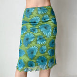Purpdrank  Large Size Women's Clothing Sexy Retro Contrasting Color Printing Design Hip-wrapped Skirt Slim and Versatile