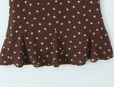 Purpdrank  Sexy Coffee Polka Dot Chiffon Lacing up Backless Camisole Tank Top + Zipper Low Waist Knee Length Mermaid Skirt 2 Pieces 1 Set