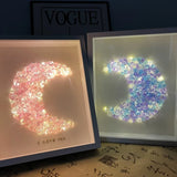Purpdrank  DIY Nightlight Desktop Decoration Handmade Crystal Photo Crative Ornaments Frame Valentine's Day Christmas New Year Birhday Gift