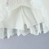 Purpdrank  Y2K Spliced Embroidery Lace Ruffles Hem Package Hips Mini Skirt Sexy Low Waist Short Skater Skirts With Shorts Lining Black