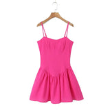 Purpdrank  Sexy Rose Pink Bra Corset style Spaghetti Strap Mini Dress Women Backless Party Skater Low Waist Short Sling Robe Vestido