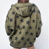 Purpdrank  Y2k Clothes Jacket Women Autumn American Retro Zipper Cute Star Printed Cardigan Green Coat Hoodie Ins Jaquetas