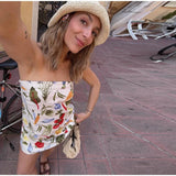 Purpdrank  Print Strapless Women Dresses Sleeveless Backless Lady Mini Dress Fashion Colorful Floral Hip Package Female Vestidos