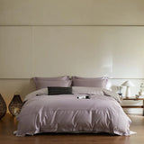 Purpdrank  3/4Pcs Simple Hotel Style 600TC Egyptian Cotton Bedding Set Single Queen king Duvet Cover Set Flat/Fitted Bed Sheet Pillowcases