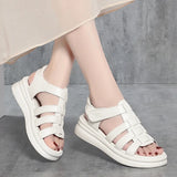 Purpdrank  Rome Style Women's Summer Sandals Retro Style Hook Loop Ladies Shoes Soft Pu Leather Thick Sole Comfortable Leisure Breathable