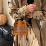 Purpdrank  Mini Drawstring Bucket Bags For Women 2025 Luxury Designer Purses And Handbags Casual Street Small Shoulder Cross Body Bag