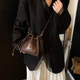 Purpdrank  Mini Drawstring Bucket Bags For Women 2025 Luxury Designer Purses And Handbags Casual Street Small Shoulder Cross Body Bag